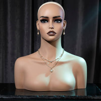 Female Mannequin Bust Skin-Toned PVC Mannequin Bust Smooth Surface Hairpiece Stand Head