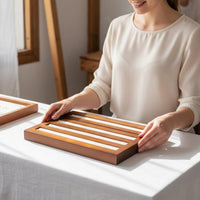 Wooden Band Display Tray Soft Padded Slots Slotted Band Holder Long-Lasting