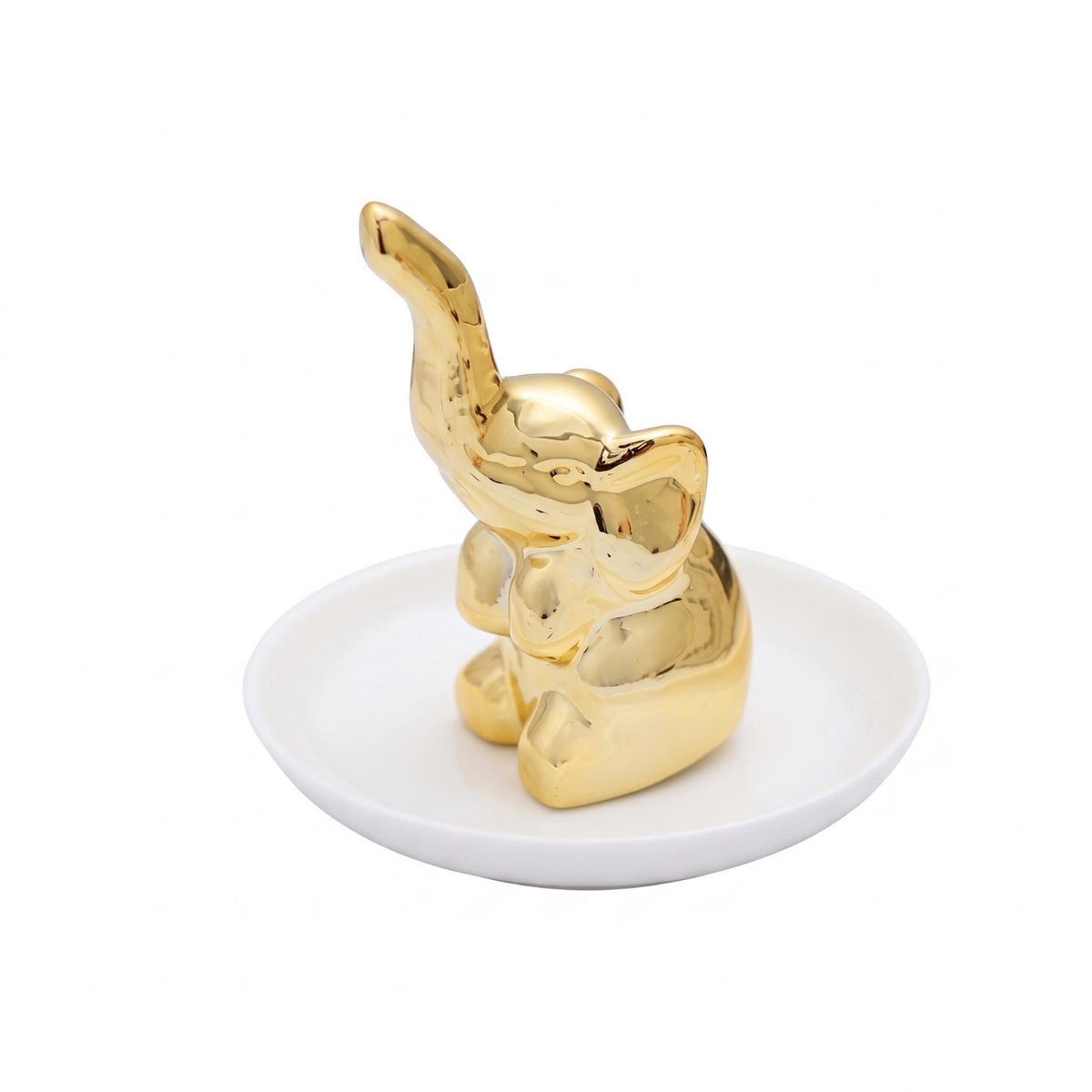 Elephant Jewelry Tray Glossy Ceramic Band Holder Small Accessories