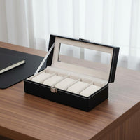 Multi-Compartment Watch Holder Clear View Lid Glass Top Watch Collection Box Individual Accessory Storage Dustproof Removable