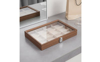 Multi-Compartment Jewelry Organizer Elegant Design Walnut Finish Jewelry Tray Suede Lined Band Holder Sturdy Construction