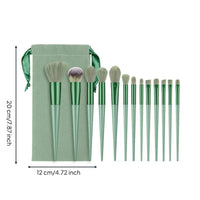 13 Pieces 13 Piece Cosmetic Brush Kit Soft Bristles Green Makeup Brush Set