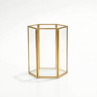 Desktop Storage Holder with Metal Frame Golden-Hued Makeup Brush Organizer