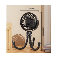 USB Rechargeable Flexible Fan Portable Stroller Fan Lightweight for Office Workers, Students, Dorm, Travel, Car Seat