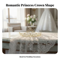 Bridal Crown Regal Design Bridal Feather Tiara Crystal Princess Crown High Glow Crystal Wedding Headpiece Sparkling