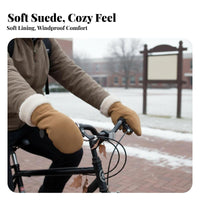 Windproof Suede Winter Mittens Neck Strap Design Suede Mittens Extra Thick for Students, Adults, Cycling, Cold Weather, Hiking