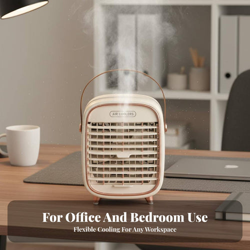 Cools & Humidifies Desktop Misting Fan 3-Speed Control Mini Air Conditioner Fan Humidifier Function for Office, Bedroom, Dorm Room