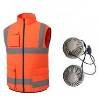 Fan Cooling Vest Reflective Sleeveless Cooling Vest Stand Collar
