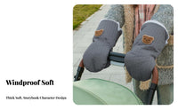 2 Pieces Winter Baby Carriage Handle Cover Windproof Baby Carriage Handlebar Mittens Pushchair Handlebar Mittens Easy to Install