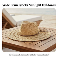 Crown Top Straw Hat Hand-Woven Wide Brim Straw Hat Headwear Adjustable Fit Chic Accessory Breathable for Women, Summer, Beach