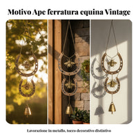 Rustic Hanging Ornament Cutout Horseshoe Bee Chime Chain-Suspended