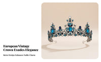 Baroque Queen Crown Regal Style Vintage Rhinestone Crown Accessory for Brides, Weddings, Pageants, Prom