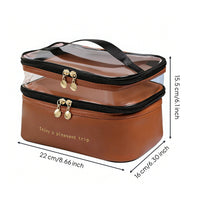Double Layer Makeup Bag Large Capacity Clear Makeup Bag Easy to Clean for Women