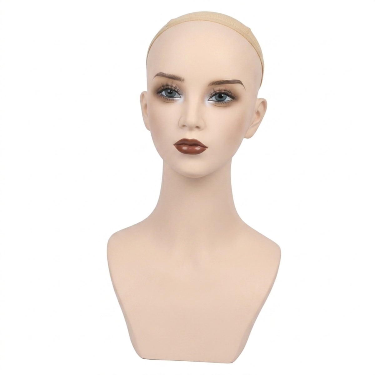 Flat Base Mannequin Head with Shoulders Featureless Hairpiece Display Head