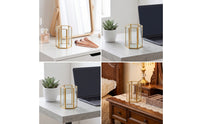 Desktop Storage Holder with Metal Frame Golden-Hued Makeup Brush Organizer