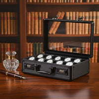 Watch Box Organizer Soft Cushioned Interior Watch Storage Box Dustproof Matte Black Finish for Men