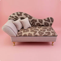 Miniature Leopard-Print Sofa Padded Jewelry Box Gold-Colored Legs