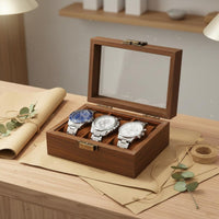 Watch and Jewelry Storage Box Dustproof Wooden Jewelry Box Glass Top Watch Display Case Large Capacity for Women