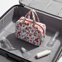 4 Fold Toiletry Organizer Floral Print Wet Dry Separation Bag Portable for Hotel