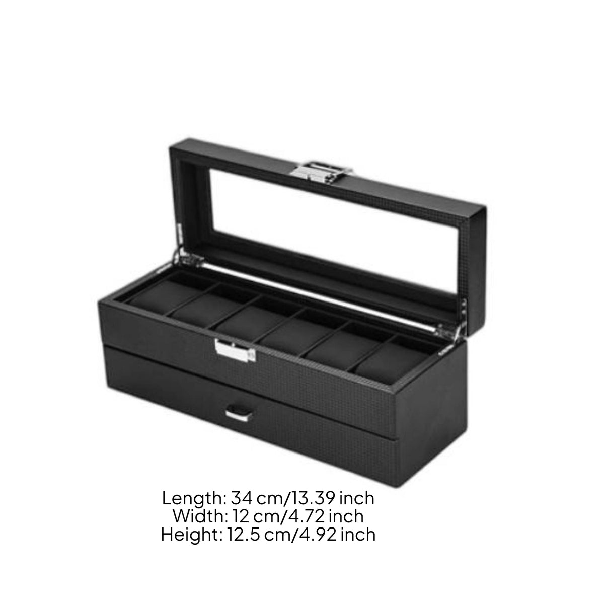 Watch and Jewelry Storage Box Front Latch Watch Display Storage Case Clear Top