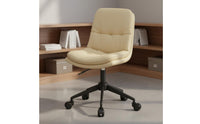 Padded Cushion Upholstered Swivel Vanity Chair Ergonomic Support Upholstered Bedroom Vanity Stool Nordic Design Armless Rolling Computer Chair for Women, Students