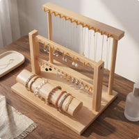 Wood Jewelry Display Rack Desktop 2 Tier T-Shaped Bar Display Wooden