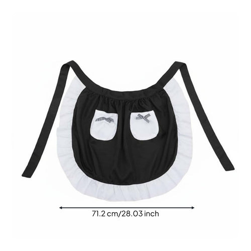 Short Server Apron with Pockets Adjustable Tie Waist Ruffled Half Apron Charming Workwear Accessory for Servers, Cosplayers