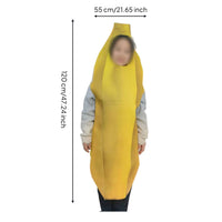 Full-Body Banana Costume Arm Openings Pull-on Banana Suit Halloween Costume Single-Color for Children