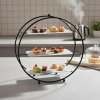 3-Tier Cake Stand Sturdy Iron Frame 3 Tier Cake Stand Space-Saving Dessert Tiered Tray for Party