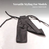 Black Doll Pants with Straps Cloth Material 1/6 Scale Action Figure Outfit