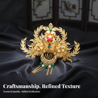 Traditional Chinese Attire Hair Adornment Handmade Traditional Chinese Attire Hair Crown Gilded Alloy Insert Comb Intricate