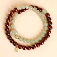 Wood Bead Bracelet Multilayered Double Strand Bracelet Polished Beads