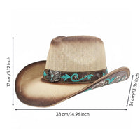 PU Trim Cowboy Hat for All Genders Headwear Breathable for Outdoor