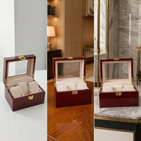 Watch Box with Window Solid Wood 3-Slot Watch Box Wooden for Dresser, Desk, Men