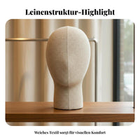 Textile Covered Mannequin Head Multi-Purpose Linen Hat Display Stand Stable Base
