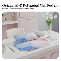 2 Pieces Marble Pattern Octagonal Manicure Mat Japanese Design Nail Hand Pillow Easy to Clean for Manicurists, Beauty Studio, Home Use