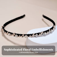 Crystal Flower Hairband, Crystal Headband, Cute Women's Hair Accessory, Bangs Holder, Face Washing, Elegant Floral Design