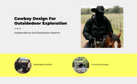 Black Wide Brim Cowboy Hat, Unisex, High Crown