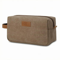 Canvas Toiletry Bag Woven Texture Waterproof Toiletry Bag Structured