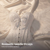 White Angel Costume Set Adjustable Lace-up Back Angel Costume Set Ethereal Look