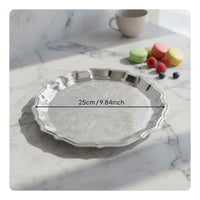 Ornate Metal Tray Light Luxury Rim Tray Multi-Purpose for Coffee Shop