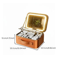 Portable Vanity Case with LED Mirror 3 Light Colors Beauty Storage Press Control