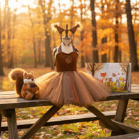 Squirrel Costume Dress Furry Ear Accents Animal Tail Dress cute Material Kids Clothing for Children