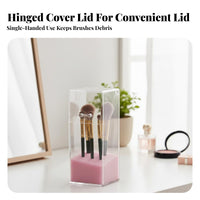 Lidded Brush Holder Keeps Brushes Organized Cosmetic Organizer for Vanity, Women