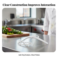 Anti-Fog Clear Food Service Mask Breathable Plastic Mouth Cover Adjustable Ear Loops for Chefs, Caterers, Catering, Kitchen, Beauty Salon