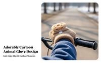 Warm children's Flip Top Gloves Cute Pattern Kids Convertible Mittens Soft & Fluffy for Girls, Toddlers, Cold Weather, Cycling, Daily Use