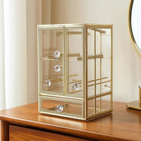 Jewelry Organizer with Hanging Rods Clear for Vanity, Dresser