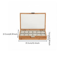 Bamboo Watch Display Case Clear Top Lid Storage Gift Ready for Dresser, Bedroom