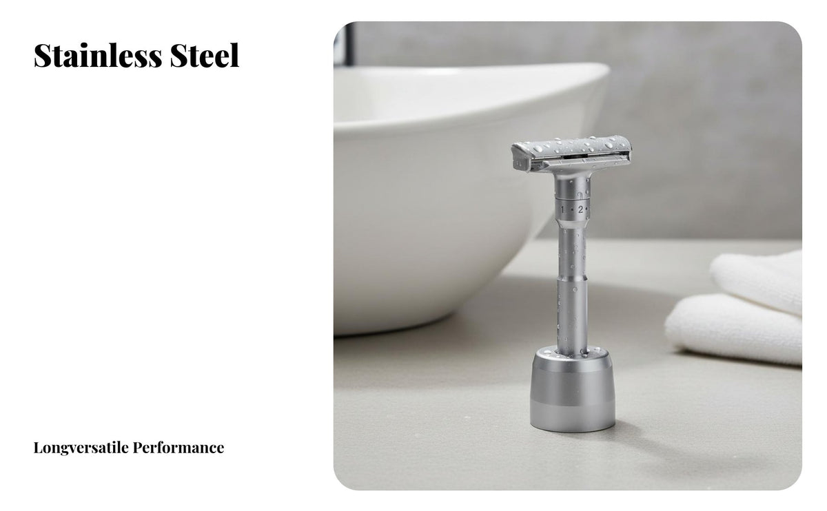Zinc Alloy Body Adjustable Safety Razor Rust-Proof Double Side Safety Razor Easy to Clean Manual Shaver Long-Lasting for Eco-Conscious Consumers, Adults, Women, Travel, Bathroom, Home