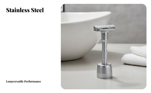 Zinc Alloy Body Adjustable Safety Razor Rust-Proof Double Side Safety Razor Easy to Clean Manual Shaver Long-Lasting for Eco-Conscious Consumers, Adults, Women, Travel, Bathroom, Home
